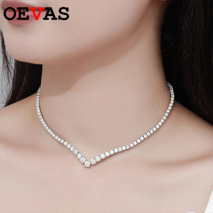 【クーポン利用で254440円】 ネックレス シルバー テニス リング 爪 レディース 5mm 5ct フル モイサナイト 4 ネイル V字型 勾配 スポーツ GRA 925 スターリング 結婚式 ウェディング ファイン ジュエリー|FineJewelrys