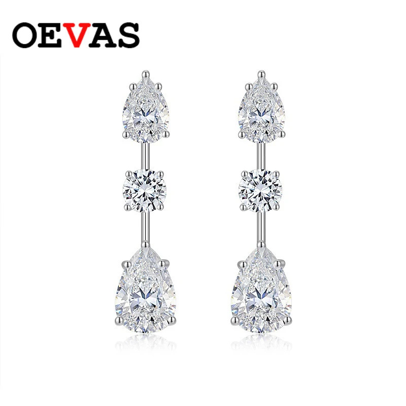 【クーポン利用で114120円】 【クーポン利用で114120円】 ピアス シルバー ドロップ リング D レディース GRA フル カラー モイサナイト 100% S925 スターリング ファイン ジュエリー 結婚式 ウェディング パーティ