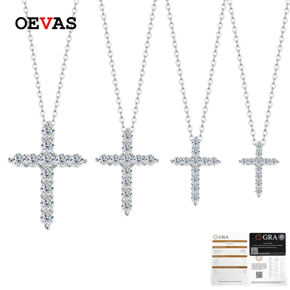 【クーポン利用で35520円】 ペンダント ネックレス シルバー クロス リング レディース 100% 925 スターリング 2.5-5mm モイサナイト 誕生日 記念日 ギフト ファイン ジュエリー|FineJewelrys