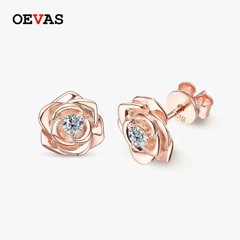 【送料無料】 】 ピアス ダイヤモンド 花 フラワー シルバー リング レディース 100% 925 スターリング 3mm モイサナイト スタッド ロマンチック ローズ 輝く スパークリング ファイン ジュエリー