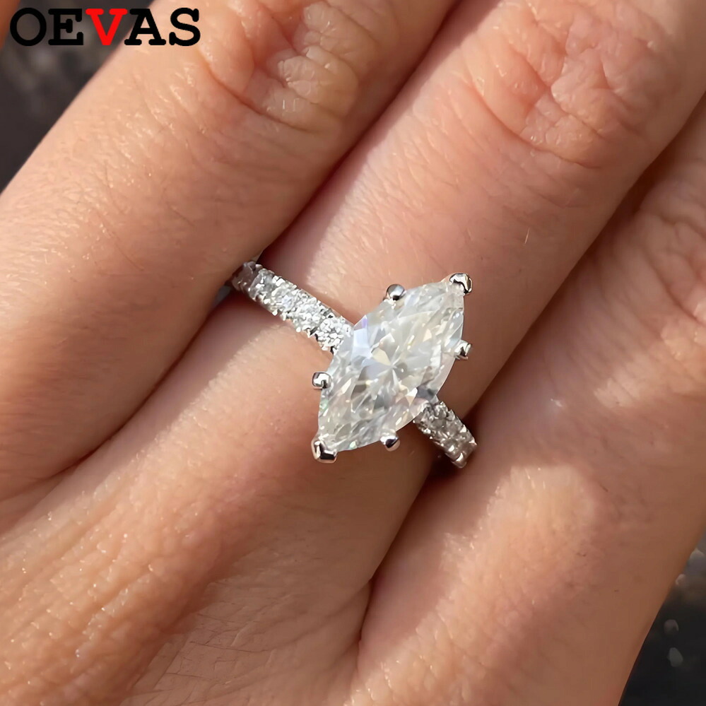 【送料無料】 】 指輪 リング シルバー レディース 2ct 4ct マーキス カット フル モイサナイト 結婚式 ウェディング S925 スターリング 贅沢 婚約 ファイン ジュエリー GRA