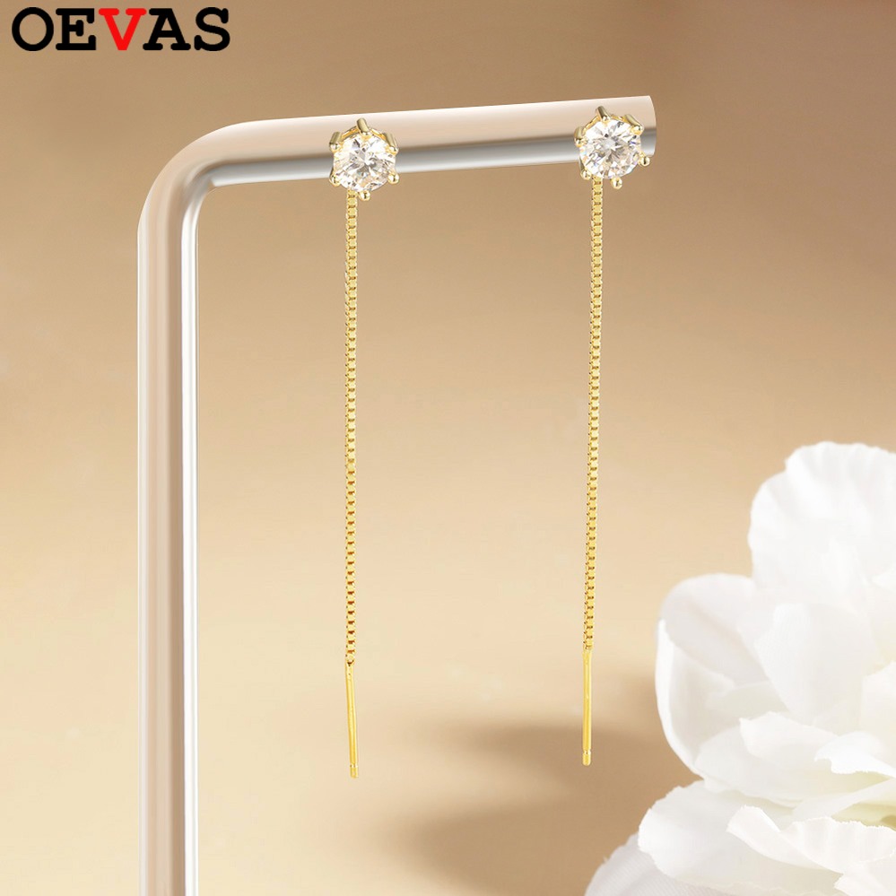 【クーポン利用で13880円】 ピアス シルバー ドロップ リング ロング レディース 100% 925 スターリング 2ct モイサナイト タッセル 結婚式 ウェディング パーティ 贅沢 ファイン ジュエリー ギフト｜FineJewelrys 21,407円