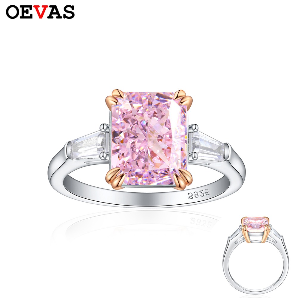 【クーポン利用で30300円】 指輪 リング ダイヤモンド シルバー スクエア ピンク レディース 8xmm 4ct 四角 ハイ カーボン % 925 スターリング 結婚式 ウェディング パーティ ファイン ジュエリー ギフト｜FineJewelrys