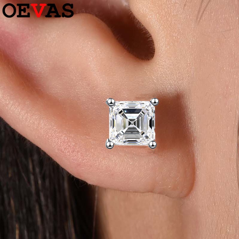 【クーポン利用で24460円】 ピアス ダイヤモンド シルバー リング レディース 100% 925 スターリング 2 カラット モイサナイト スタッド アッシャー カット 輝く スパークリング ファイン ジュエリー|FineJewelrys