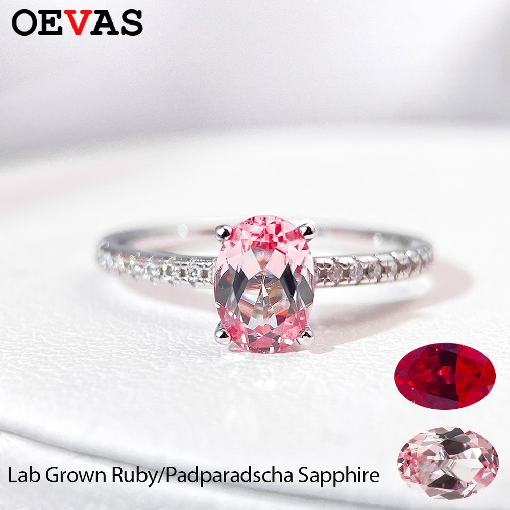 【クーポン利用で35580円】 指輪 リング シルバー レディース 1ct ラボ グロー ルビー パパラチア サファイア S925 スターリング モイサナイト パーティ ファイン ジュエリー ギフト|FineJewelrys