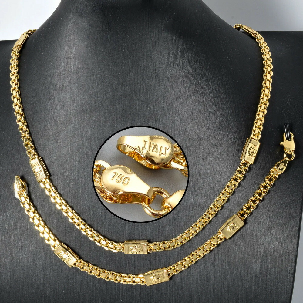 【クーポン利用で9360円】 ブレスレット ネックレス ゴールド ビーズ レディース ドバイ 18k プレート ジュエリー セット 贅沢 ヒップ ホップ パンク 2 ピース 結婚式 ウェディング マザー 日 ギフト