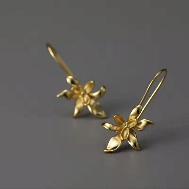 【クーポン利用で17950円】 ピアス レディース オーキッド フラワー 925スターリングシルバー ハンドメイド 天然石 エレガント ジュエリー ドロップピアス｜FineJewelrys
