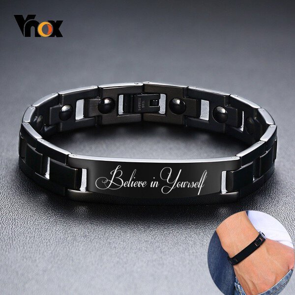 ブレスレット メンズ ステンレス 刻印 癒し セラピー ストーンズ ブラック プレゼント ヘルスケア 名入れ刻印 黒 おしゃれ