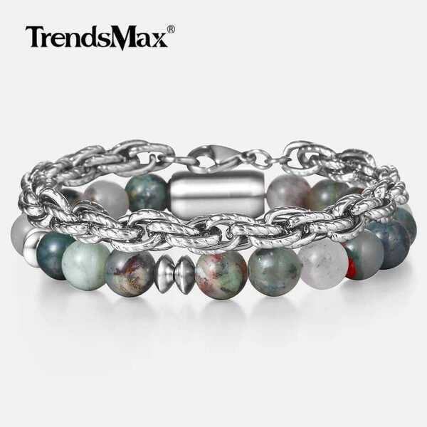 値引きする クーポン利用で8040円 送料無料 ブレスレット メンズ ステンレス チェーン ストーン おしゃれ 大人 数珠 ごつい かっこいい リンクチェーン ファッション ジュエリー ビーズ Blood Thinner ケーブル 想像を超えての Chibaria Com