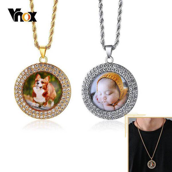 【クーポン利用で9150円】 ペンダント ネックレス ジルコニア ラウンド ストーン メンズ 男性 無料オリジナル刻印 写真 メモリー ピクチャー インサート ブリン クリスマス ギフト画像 はめ込み 記念 ストーンズ AAA｜FineJewelrys