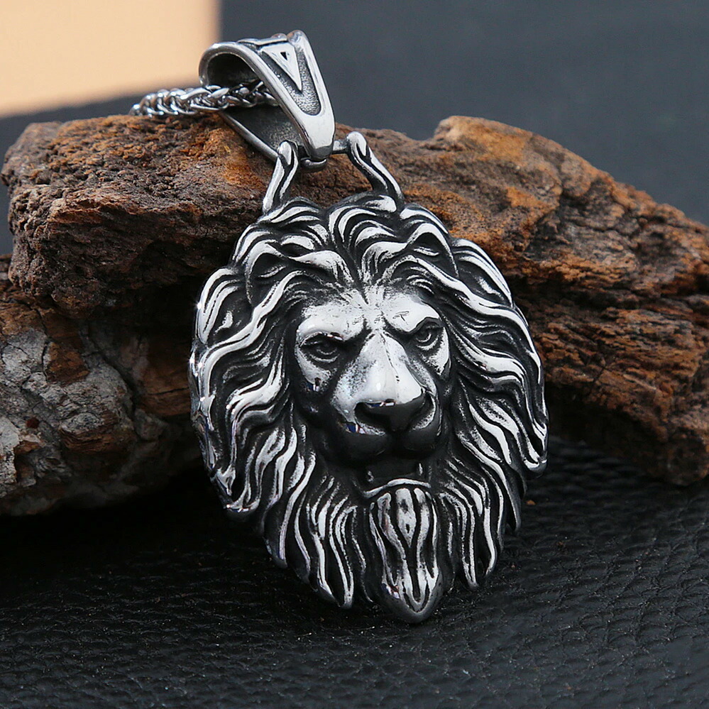 【送料無料】 ペンダント ネックレス 動物 アニマル ステンレス ライオン チェーン メンズ パンク ヒップ ホップ 獅子 ヘッド