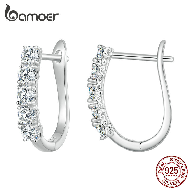 【クーポン利用で10470円】 ピアス シルバー フープ レディース 女性 100%.0ct 一粒ジュエリー モイサナイト 耳 イヤー バックル 925 スター 星リング U字型 バレンタイン 日 ジュエリー ギフト|FineJewelrys