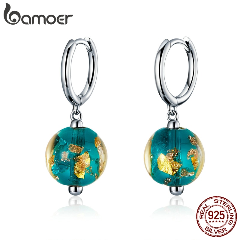 【送料無料】 】 ピアス シルバー ビーズ 揺れる レディース 女性 純正 925 スター 星リング ファンシー ガラス ドロップ エキゾチック ダングル ファッション ジュエリー
