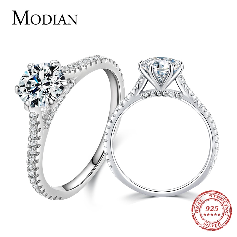 【クーポン利用で34270円】 指輪 リング シルバー レディース 女性 1Ct モイサナイト クラシック 925 スター 星リング 豪華 結婚式 ウェディング エンゲージメント 記念日 ファイン ジュエリー ギフト 9号 14号 10号 15号｜FineJewelrys