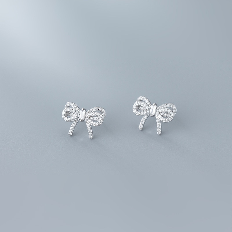 【クーポン利用で11740円】 ピアス シルバー クリア 透明 スタッドピアス ジルコニア レディース 女性 放射 CZ かわいい ボウノット リボン 豪華 スタッド 925 スター 星リング 結婚式 ウェディング エンゲージメント 耳 イヤー ピン|FineJewelrys