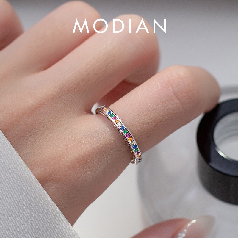 【クーポン利用で11730円】 指輪 リング シルバー レインボー ジルコニア フリーサイズ レディース 女性 ファッション オーセンティック 925 スター 星リング 虹 カラー キュービック 調整可能 指 フィンガー ファイン ジュエリー｜FineJewelrys