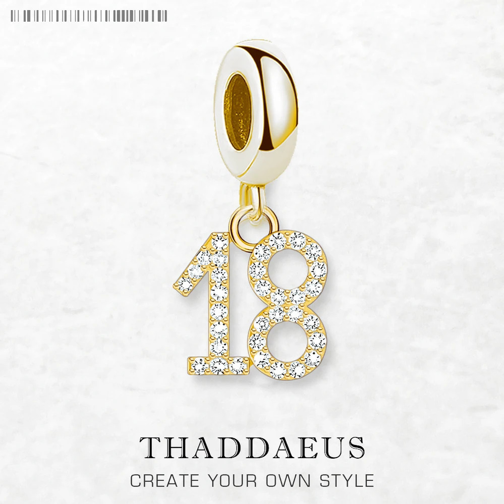【送料無料】 】 チャーム ペンダント ゴールド シルバー ナンバー リング 揺れる レディース メンズ プレート ダングル 数字 18 9255 スターリング トレンド ジュエリー ギフト