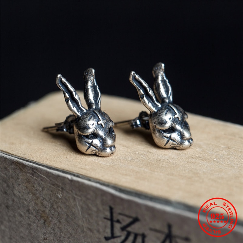 【送料無料】 ピアス シルバー クロス 十字架 ビンテージ レトロ スタッドピアス メンズ 男性 レディース 女性 ゴシック スタイル クリエイティブ バニー スタッド かわいい ラビット 925 スター 星リング パンク 耳 イヤー ジュエリー｜FineJewelrys