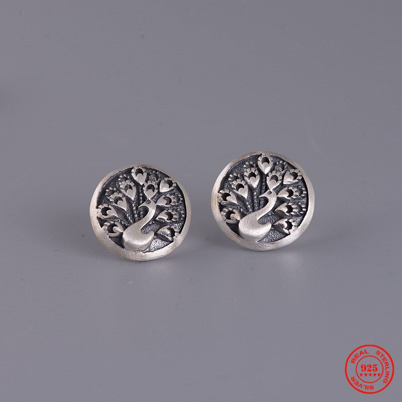 【送料無料】 】 ピアス クジャク シルバー レトロ スタッドピアス レディース 女性 メンズ 男性 100% 925 スター 星リング クリエイティブ 孔雀 スタッド 中国語 スタイル 耳 イヤー ピン ファイン ジュエリー ギフト