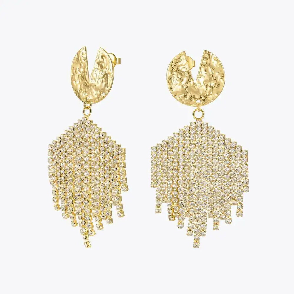 【クーポン利用で9390円】 ペンダント ピアス ジルコニア ゴールド 揺れる レディース ジルコン タッセル 結婚式 ウェディング カラー ステートメント ダングル ファッション ジュエリー E｜FineJewelrys