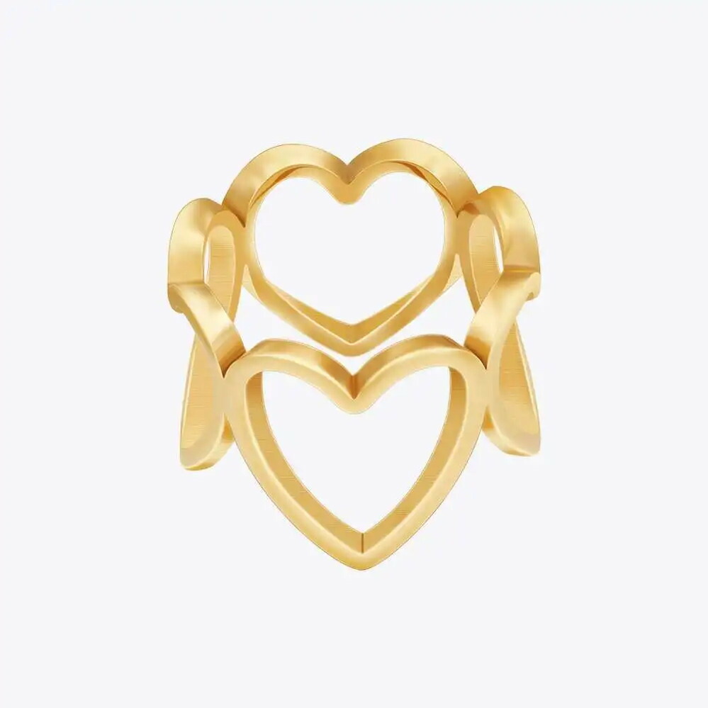 【送料無料】 】 指輪 リング ステンレス ゴールド シンプル ハート レディース カットアウト ラック 18K プレート カラー スチール ジュエリー オフィス