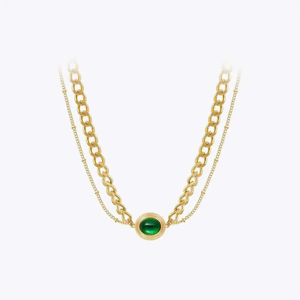 【送料無料】 】 ネックレス ビンテージ ゴールド オバール チェーン レディース パラ ジルコン ジュエリー 18K プレート ファッション パーティ ストリート P 6,392円