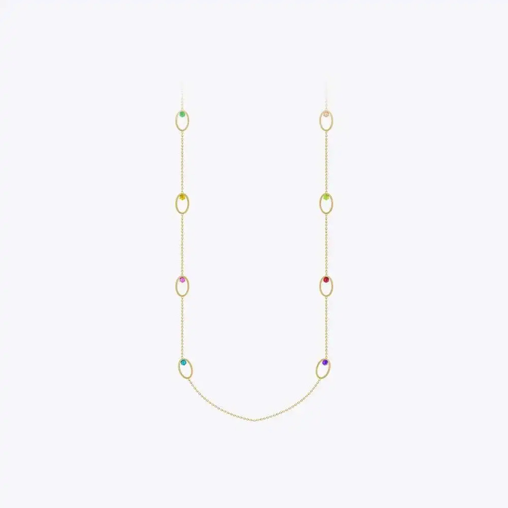 【クーポン利用で9020円】 【クーポン利用で9020円】 ネックレス ステンレス ゴールド オバール レディース カラフル ジルコン パラ ジュエリー スチール 18K プレート デイリー P