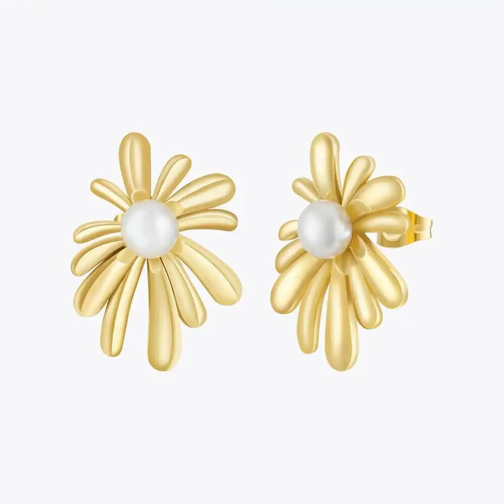 【送料無料】 】 ピアス ゴールド パール レディース 花火 スタッド 18K プレート ファッション ジュエリー デイリー オフィス 誕生日 E