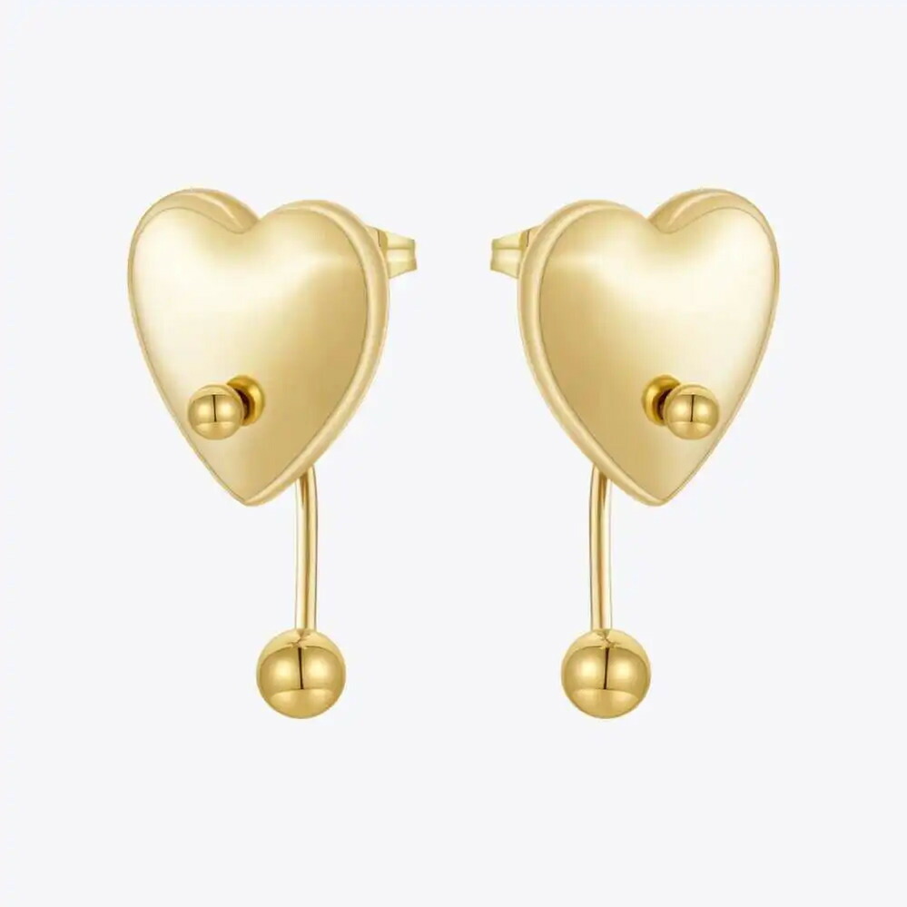 【送料無料】 】 ピアス ゴールド ハート ポール レディース スチール スタッド 18K プレート ファッション ラック ボール ジュエリー E