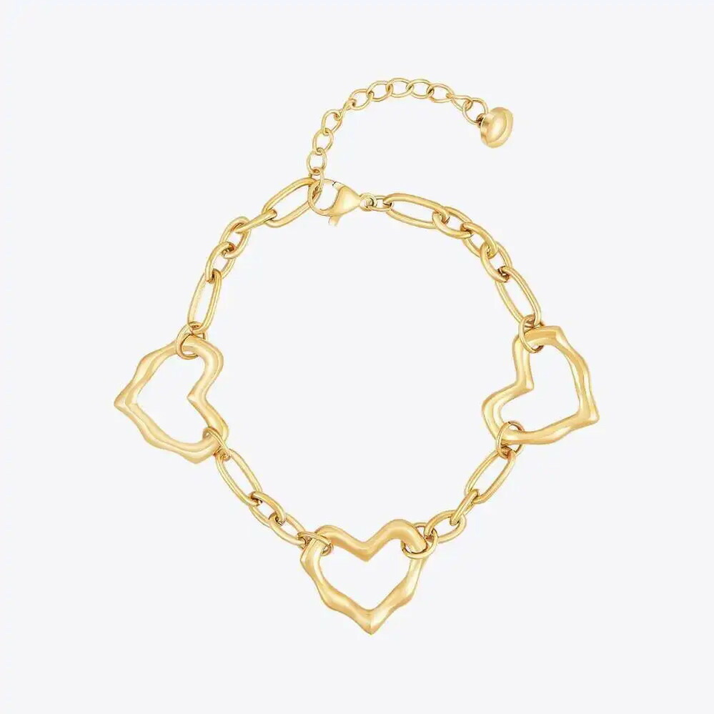 【送料無料】 】 ブレスレット ステンレス シンプル ハート レディース イレギュラー スチール ファッション 18k プレート ジュエリー トレンド オフィス