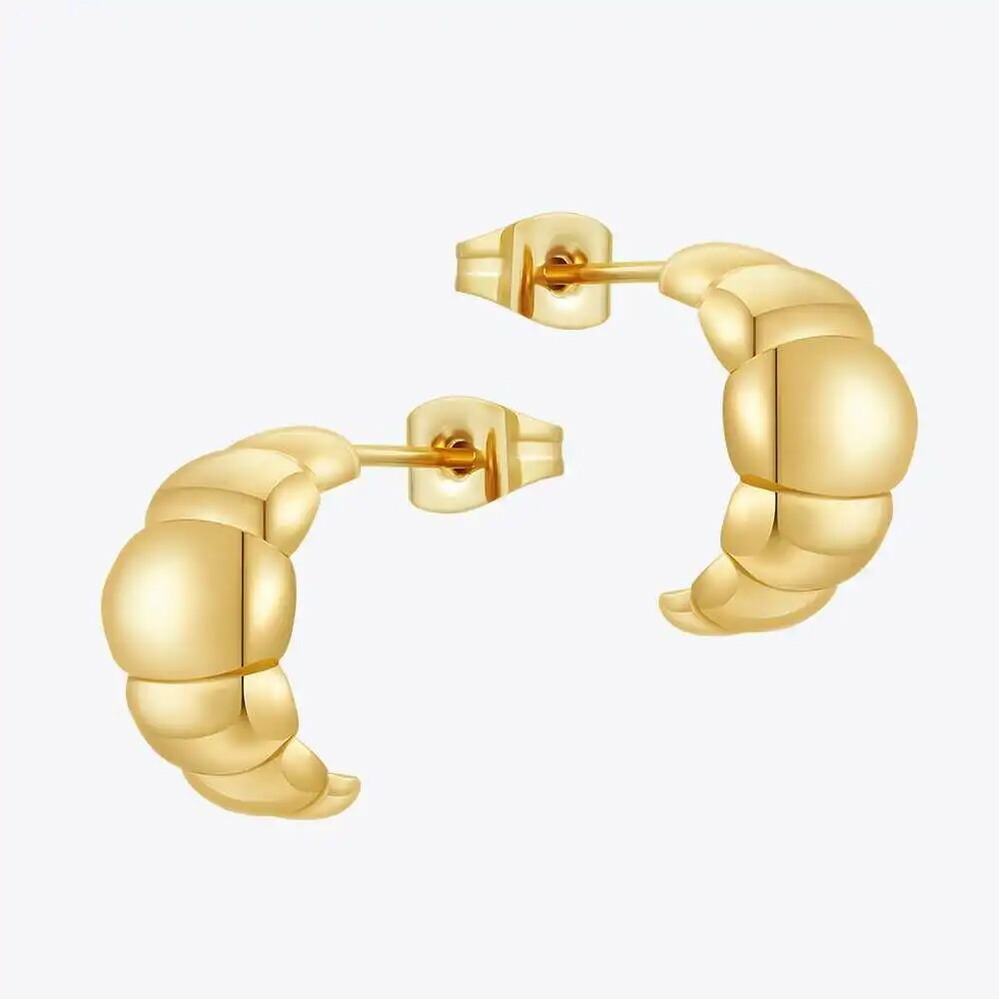 【クーポン利用で8660円】 【クーポン利用で8660円】 ピアス ゴールド シンプル レディース クロワッサン スタッド 18K プレート ファッション クール ジュエリー E