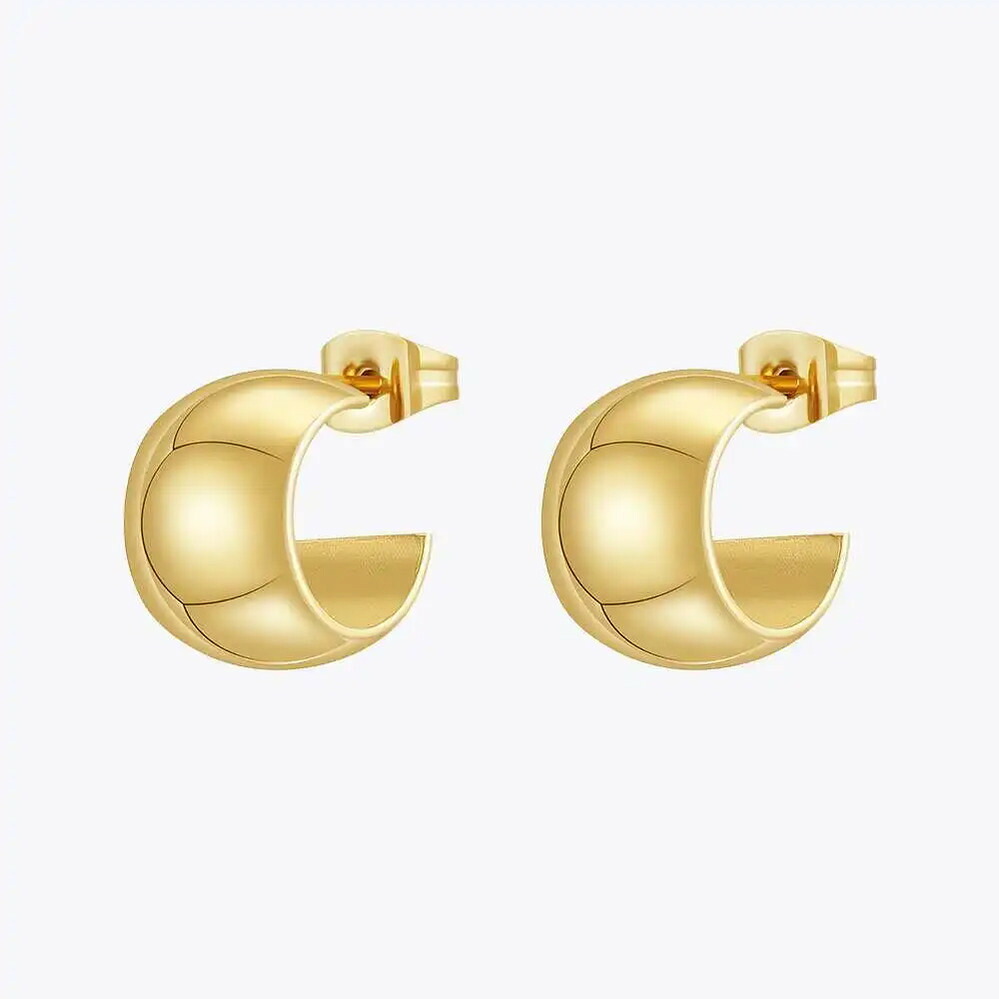 【送料無料】 】 ピアス ステンレス ゴールド フープ レディース 分厚い スモール スチール 18K プレート ファッション ジュエリー パーティ E