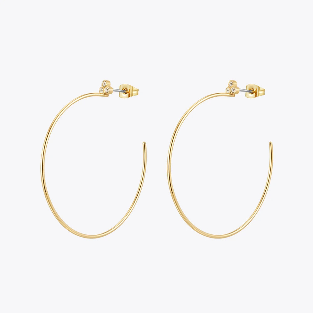 【クーポン利用で10940円】 ピアス ジルコニア ステンレス ゴールド フープ C レディース ジルコン シェイプ 18K スチール プレート ファッション デート ジュエリー E|FineJewelrys