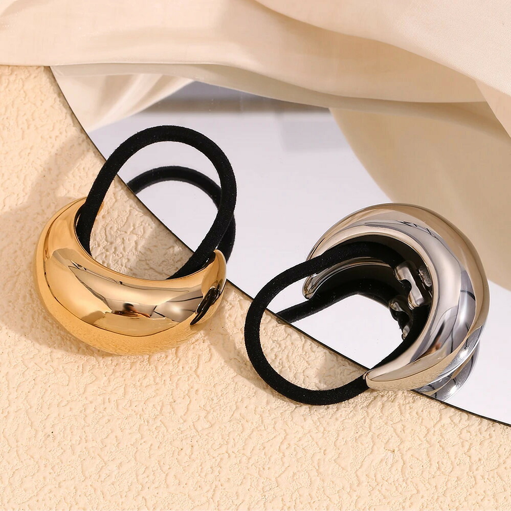 【送料無料】 】 チャーム ステンレス ゴールド 月 大きい サイズ 光沢 ムーン 形 シェープ スチール ヘアー バンド 18K プレート ミニマリスト スタイル アクセサリー