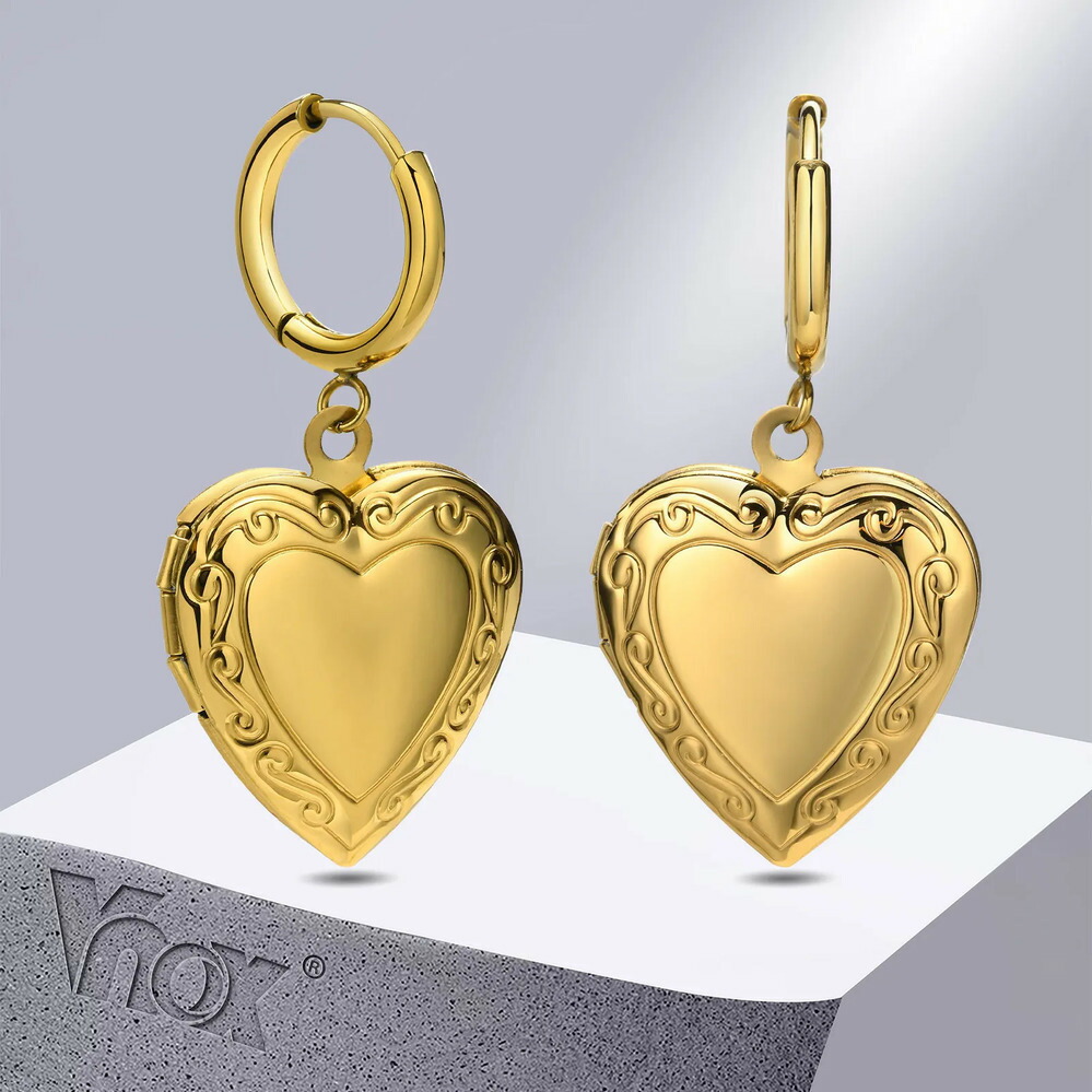 【送料無料】 】 ピアス ステンレス ゴールド ハート メタル 揺れる LOVE レディース トレンド ロケット カラー スチール Love ダングル 記念品 ギフト ジュエリー