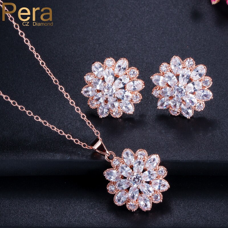 【送料無料】 】 ピアス ネックレス 花 フラワー ジルコニア ゴールド ピック レディース 女性 AAA ミルコ パヴェ 幾何学 形 シェープ キュービック ジルコン ファッション ローズ カラー パーティ