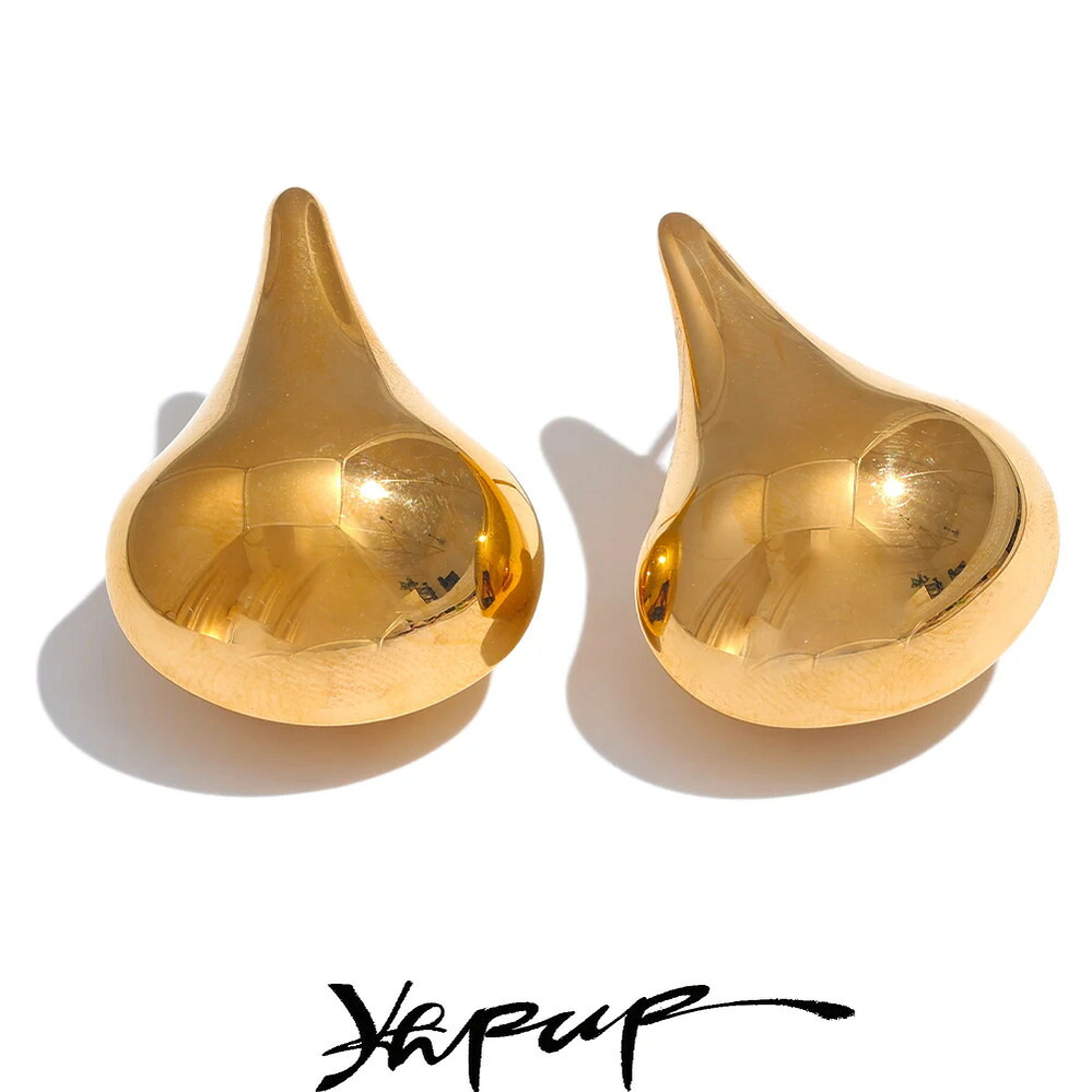 【送料無料】 】 ピアス ステンレス ゴールド ドロップ レディース 18K カラー スチール 新しい スタイル 水 スタイリッシュ スタッド ステートメント デイリー 気質 ジュエリー