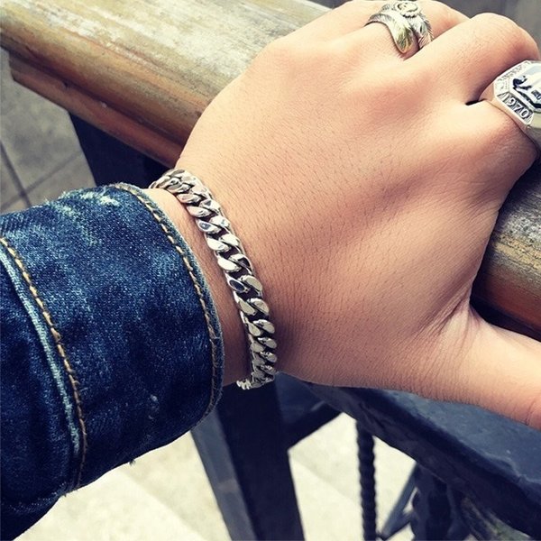 全国一律送料無料 海外オリジナルの逸品をお届け クーポン利用で5円 送料無料 リアル メンズ ブレスレット リアル ピアス 925スターリング スターリング おしゃれ シルバー 8mm 幅 リンク ロック チェーン シンプル 大人 トレンド おしゃれ かわいい かっこいい