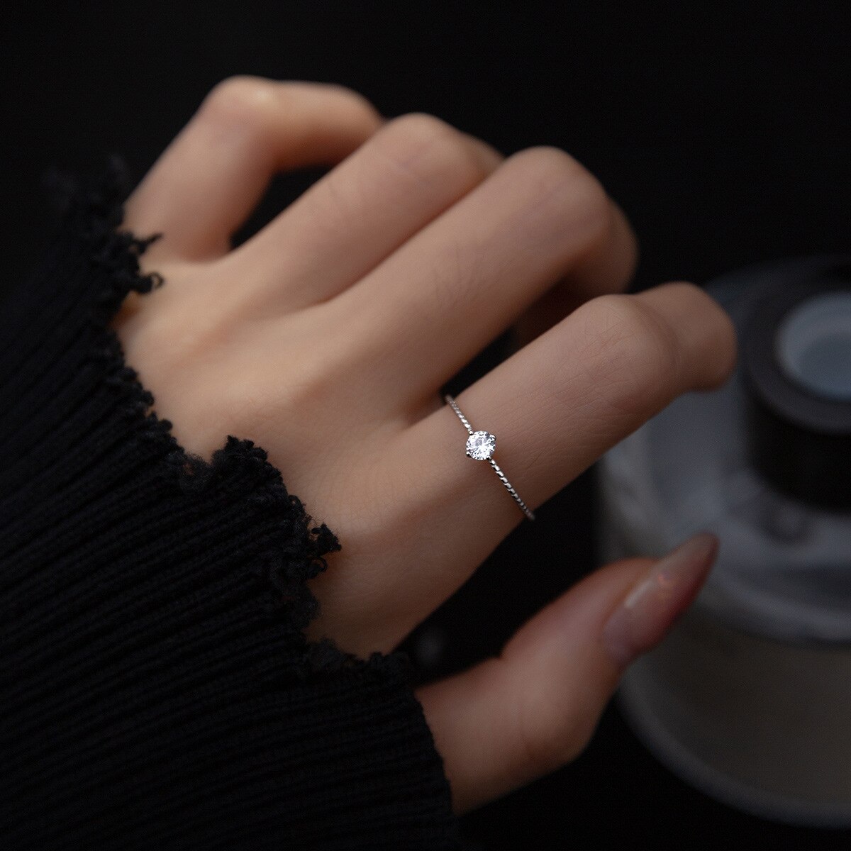 【クーポン利用で4500円】 【クーポン利用で4500円】 指輪 リング ダイヤモンド シルバー シンプル レディース 女性 本物 S925 スター 星リング ファッション シングル 気質 パーソナリティ ハンド 装飾品 ファイン ジュエリー