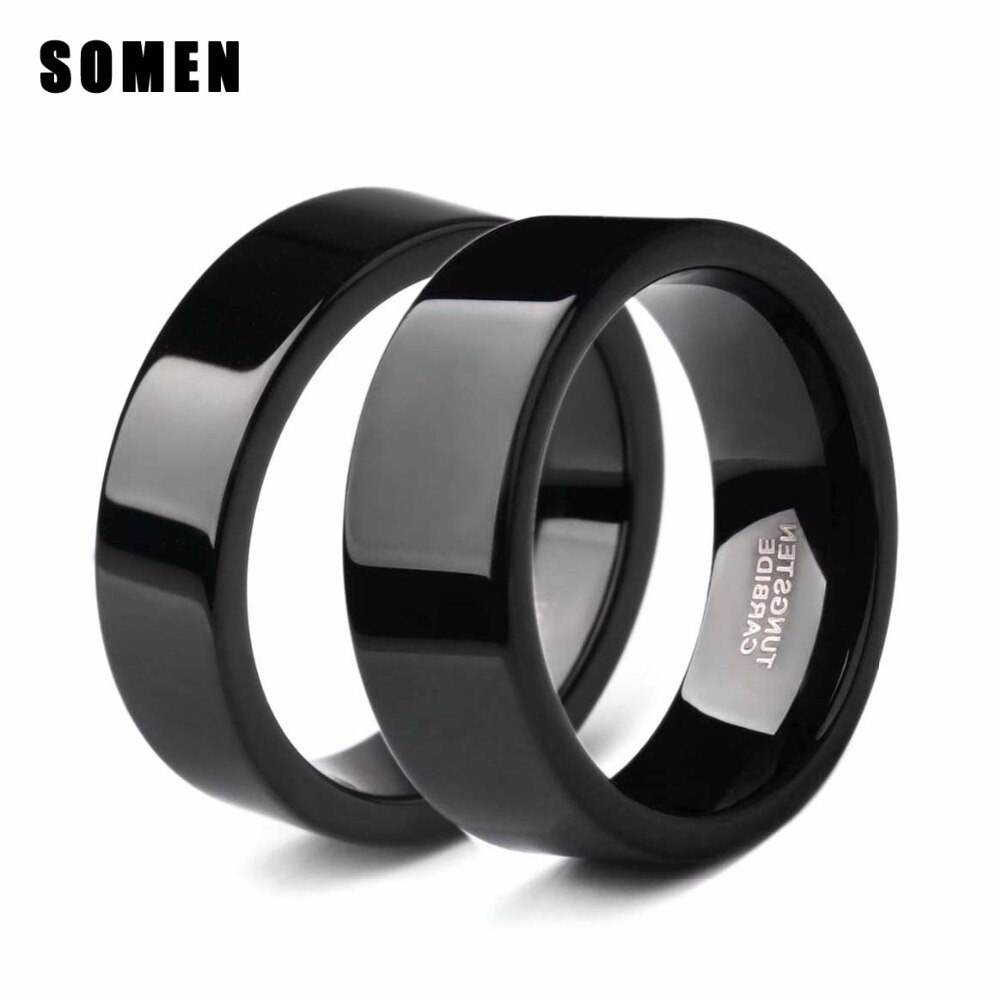 【送料無料】 】 指輪 リング タングステン 黒 ブラック レディース 女性 メンズ 男性 6mm 8mm カーバイド 結婚式 ウェディング バンド フラット ポリッシュ 婚約 ジュエリー バギュー 恋人