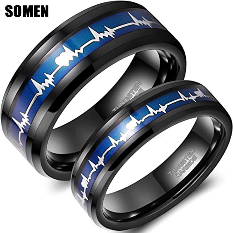 【送料無料】 】 指輪 リング タングステン ハート レディース 女性 メンズ 男性 6mm 8mm ハートビート 結婚式 ウェディング バンド カーバイド カラー チェンジング 婚約