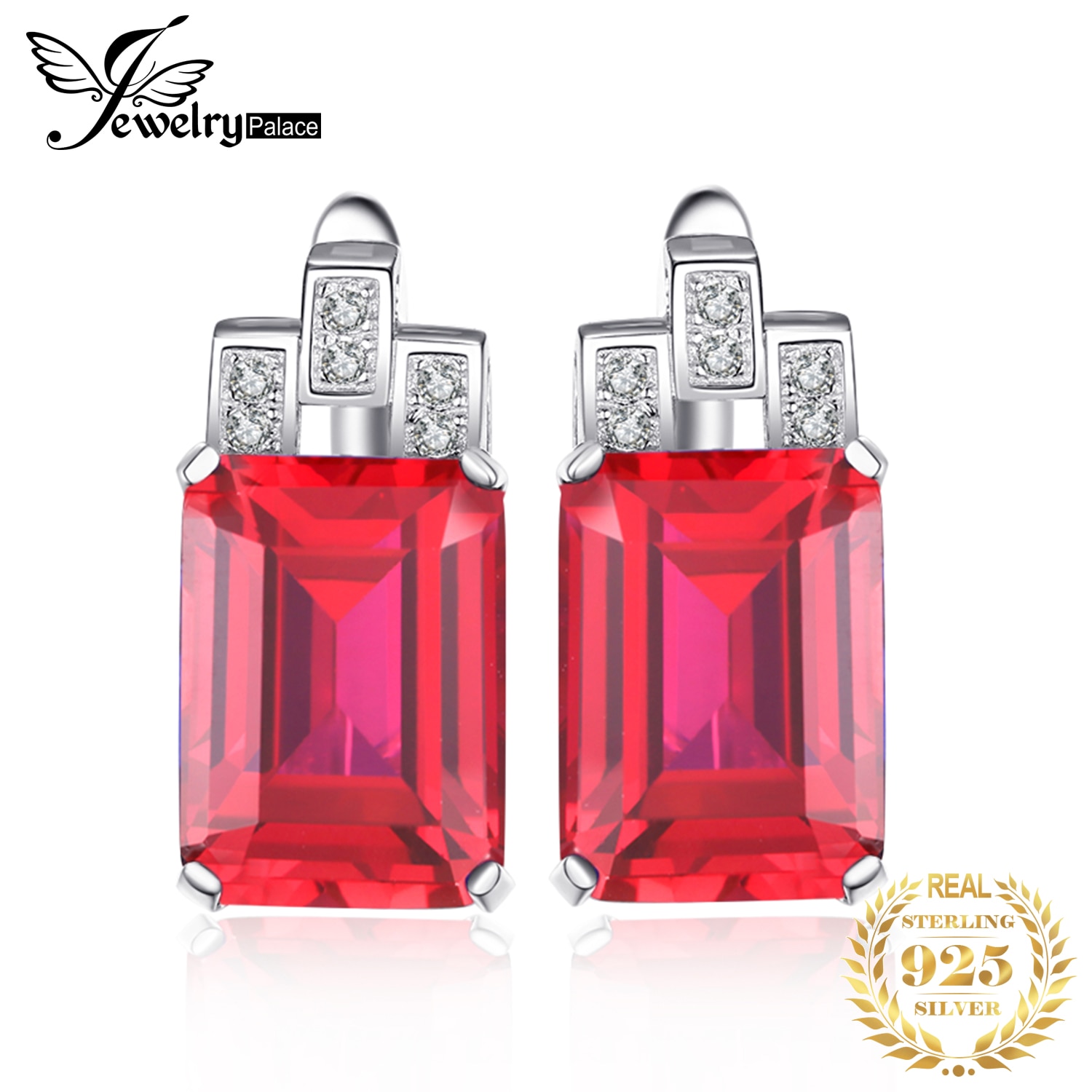 【クーポン利用で10800円】 ピアス 赤 レッド シルバー フープ リング レディース 女性 贅沢 11.5CT ルビー 925 スター 星リング 婚約 パーティ ジュエリー ファッション ギフト|FineJewelrys