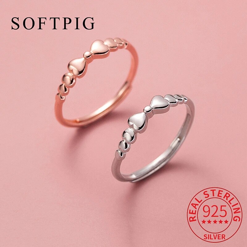 【クーポン利用で4520円】 【クーポン利用で4520円】 指輪 リング シルバー ハート レディース 女性 リアル 925 スターリング 調整可能 ファッション かわいい ファイン ジュエリー ミニマリスト アクセサリー