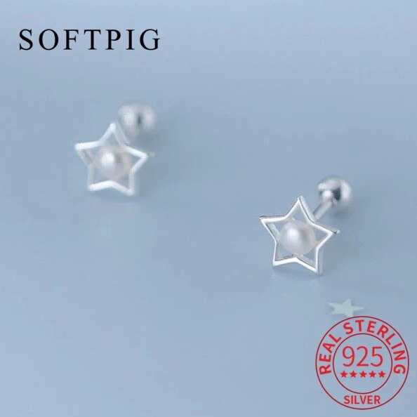【クーポン利用で4930円】 【クーポン利用で4930円】 ピアス シルバー パール 真珠 リング 星 レディース 女性 リアル 925 スターリング 透かし スター スタッド ファッション パーティ かわいい ファイン ジュエリー ミニマリスト ビジュー