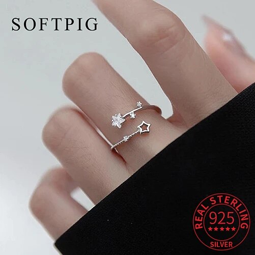 【クーポン利用で4510円】 【クーポン利用で4510円】 指輪 リング ジルコニア シルバー 星 レディース 女性 リアル 925 スターリング ジルコン スター 調整可能 ファッション パーティ ファイン ジュエリー かわいい ミニマリスト アクセサリー