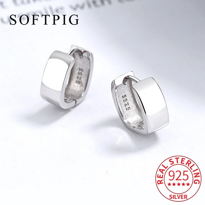 【送料無料】 】 ピアス シルバー フープ リング レディース 女性 リアル 925 スター 星リング 18K 幅 フェイス 幾何学 クラシック ファイン ジュエリー ミニマリスト アクセサリー