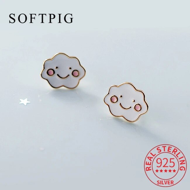 【クーポン利用で4970円】 【クーポン利用で4970円】 ピアス シルバー リング レディース 女性 リアル 925 スター 星リング エナメル クラウド スタッド ファッション パーティ かわいい ファイン ジュエリー ミニマリスト ビジュー