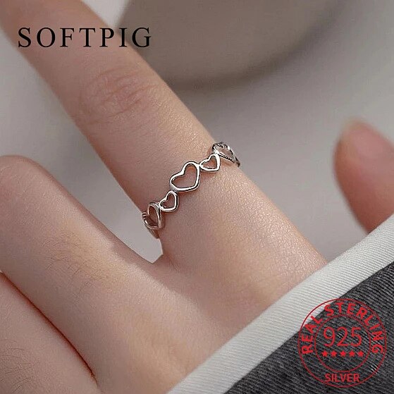 【クーポン利用で4570円】 【クーポン利用で4570円】 指輪 リング シルバー ハート レディース 女性 リアル 925 スターリング 透かし 調整可能 ファッション クラシック ファイン ジュエリー ミニマリスト アクセサリー