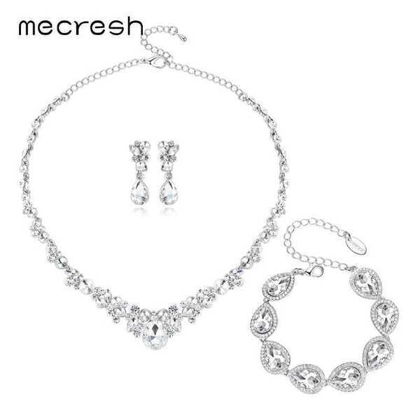 【クーポン利用で9330円】 ピアス クリスタル ティアドロップ ブライダル ジュエリー おしゃれ 大人 セット クラシック シルバー カラー ラインストーン 結婚式 ウェディング ブレスレット ネックレス 516+051