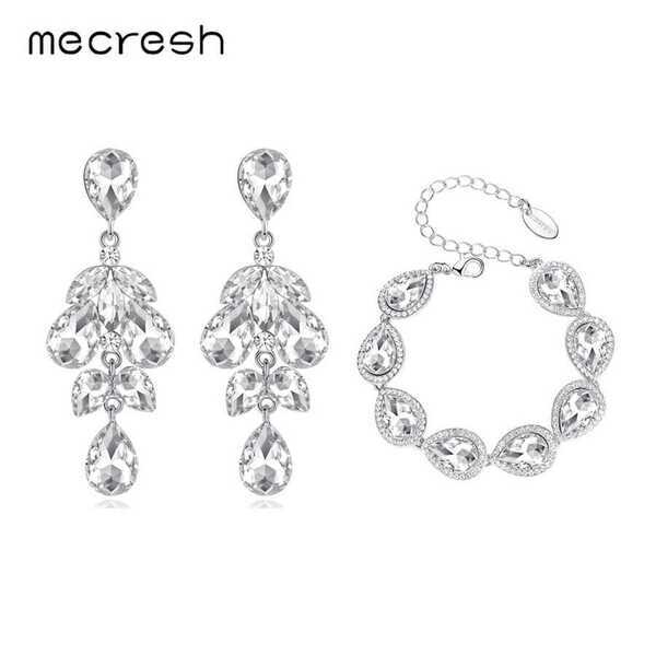 【送料無料】 ピアス レディース クリスタル かわいい ティアドロップ おしゃれ 大人 シルバー カラー 結婚式 ウェディング ジュエリー セット ラグジュアリー ブレスレット ブライダル 1631+051